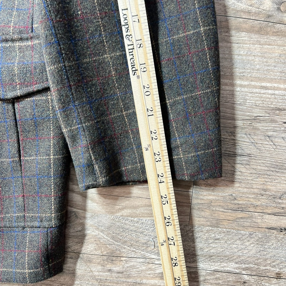 Silver Silk Plaid Blazer‎ Preppy Academia - Fits Smaller See Measurements - Picture 12 of 13